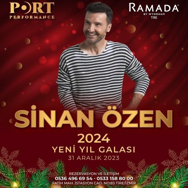 Ramada by Wyndham Tire İzmir, 2024 Yılbaşı Programı ile sizi unutulmaz bir geceye davet ediyor! Yılbaşı gecesini, 31 Aralık Pazar günü Sinan Özen'in eşsiz performansıyla taçlandırın. Sinan Özen'in muhteşem şarkıları ve enerjisiyle geçireceğiniz bu gece, yeni yıla unutulmaz bir başlangıç yapmanız için tasarlandı. Eğlencenin ve müziğin en üst seviyede olacağı bu özel gecede, yerinizi ayırtmayı unutmayın. İhtiyacınız olan bilgiler ve rezervasyon için bize aşağıdaki numaralardan ulaşabilirsiniz: 0536 496 69 54 0533 158 80 00 Ramada by Wyndham Tire İzmir, sizleri muhteşem bir yılbaşı eğlencesine davet ediyor!>